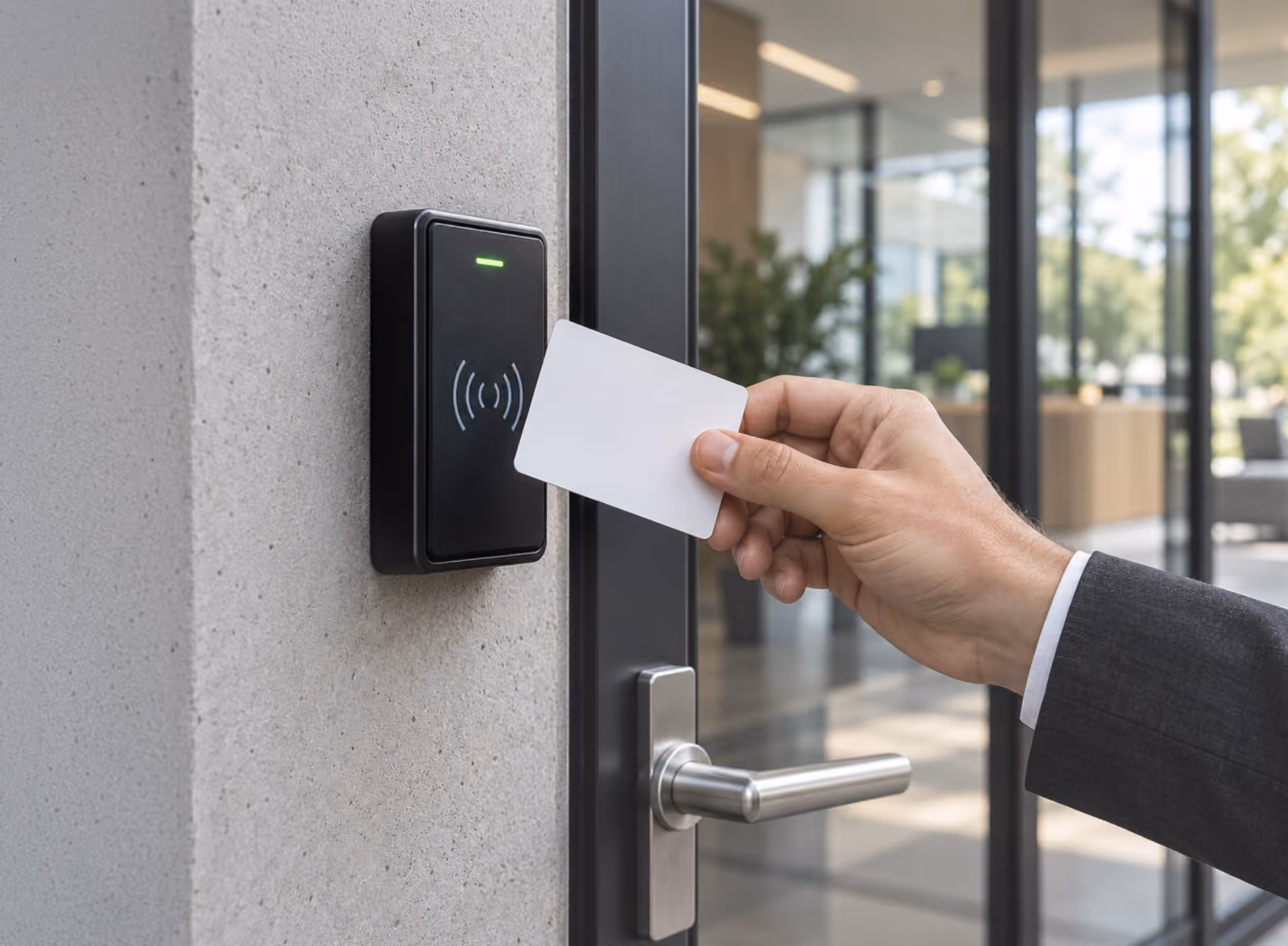 Access card used at a commercial entrance