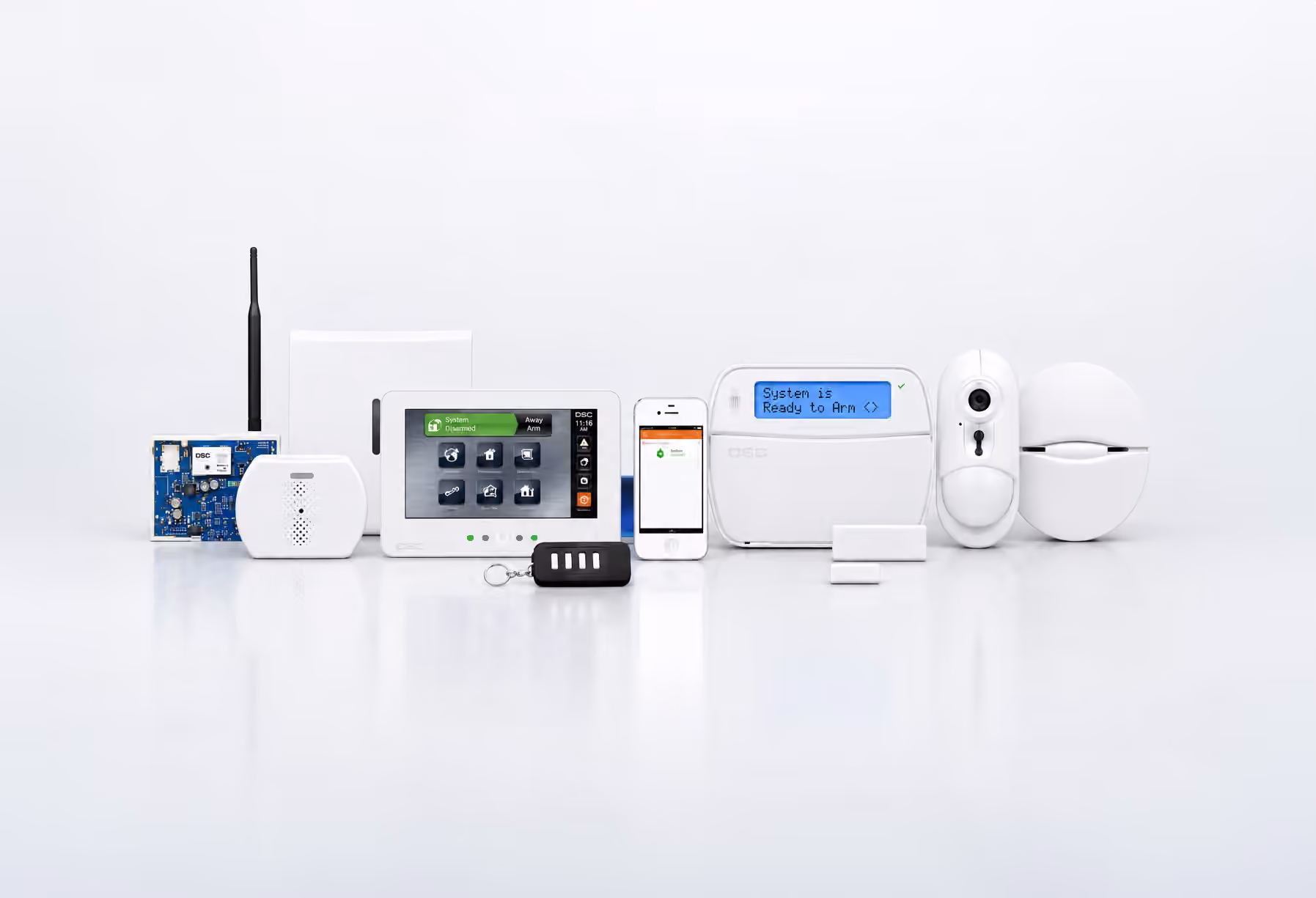 Home alarm system control panels, sensors and accessories