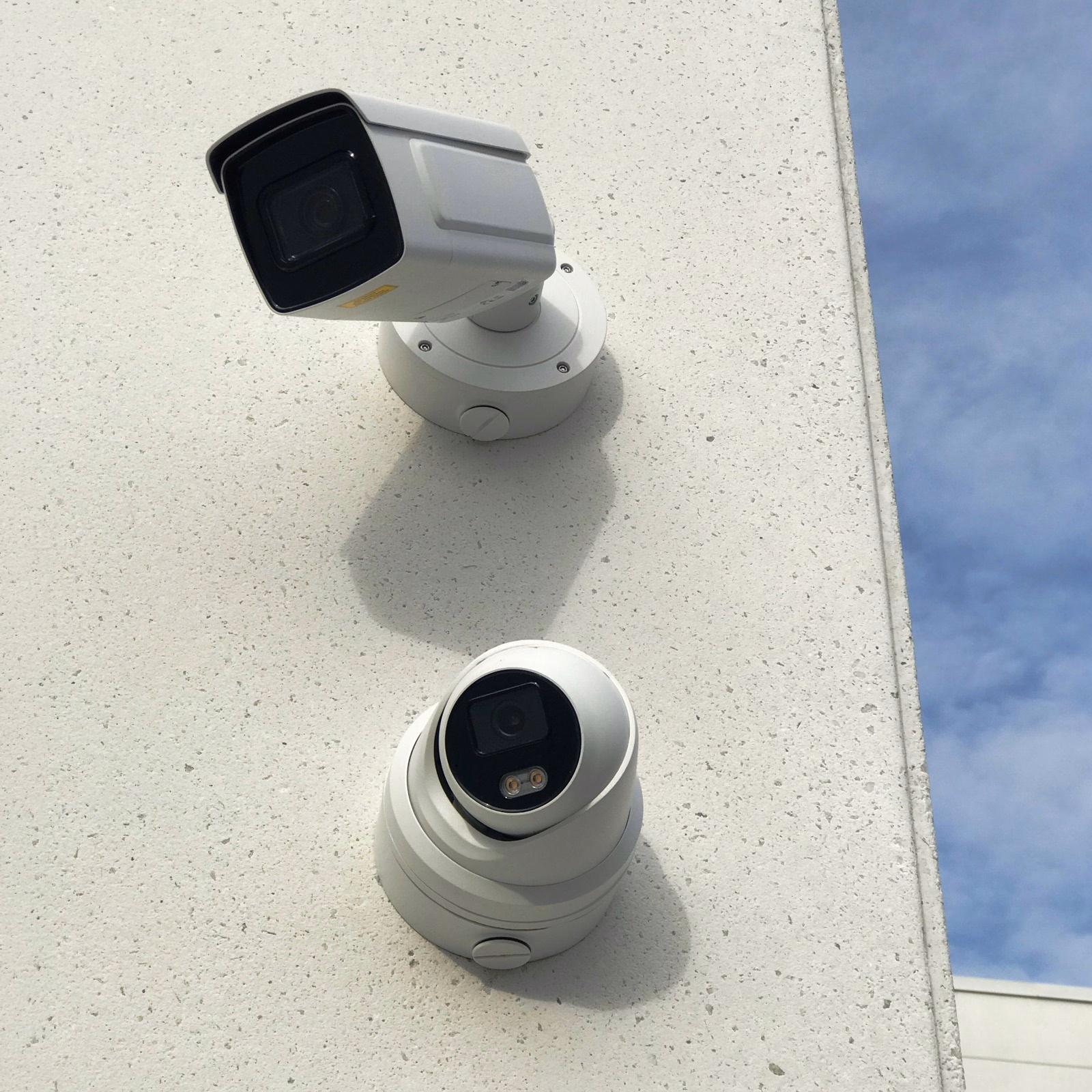 Commercial security cameras installed around a Vaughan business